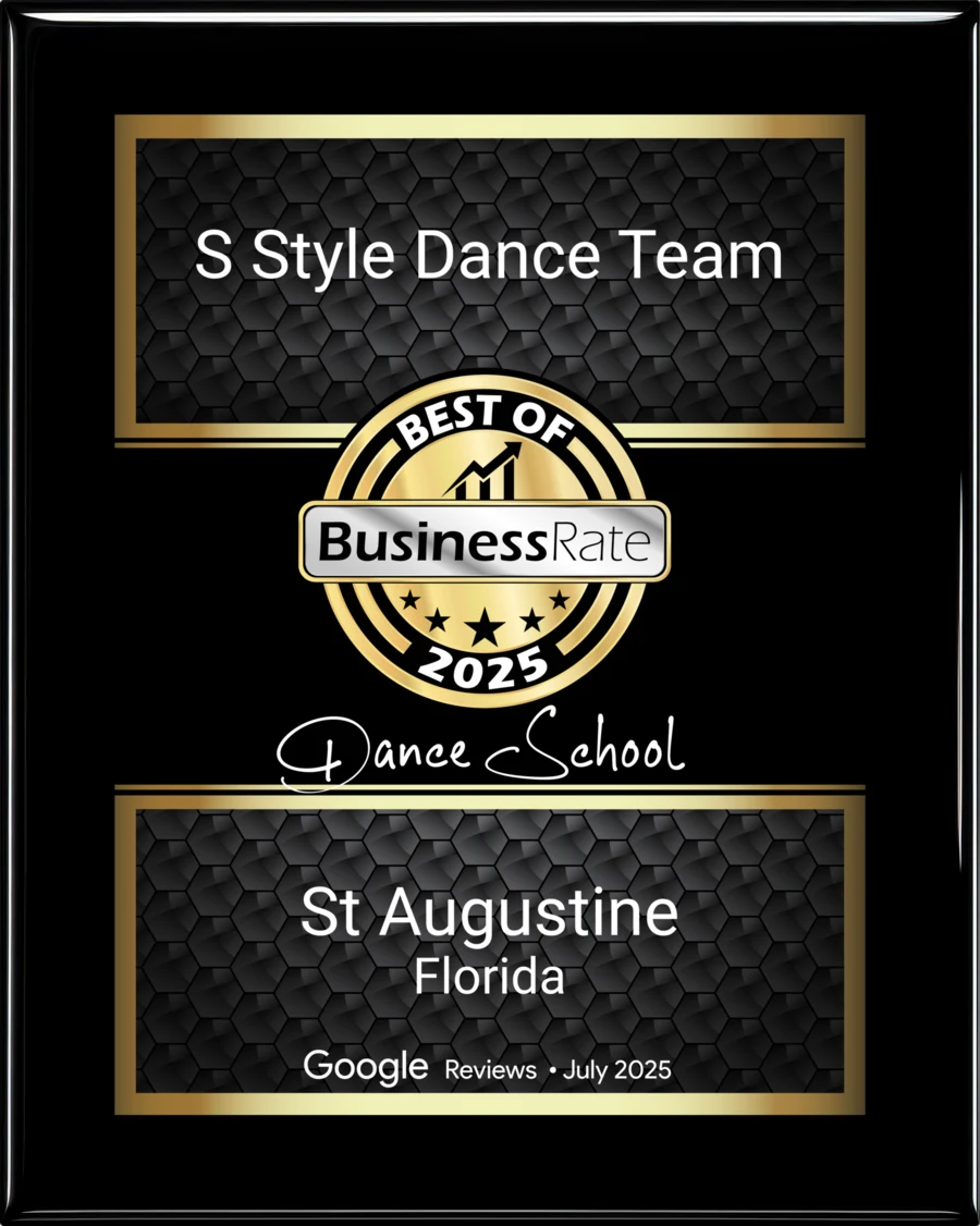 Best of BusinessRate 2025 plaque — S Style Dance Team, Dance School, St Augustine Florida