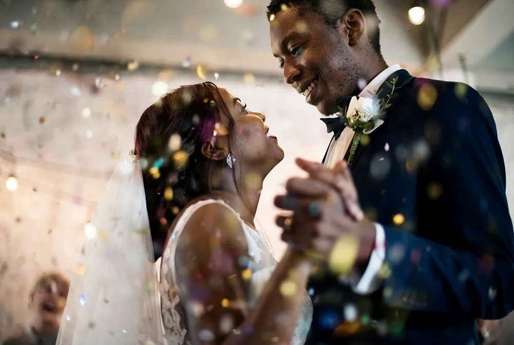 Newlyweds dancing at their wedding